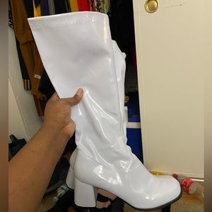 White. Calf boots. Gently worn. Size 13. Halloween costume. Gogo boots.